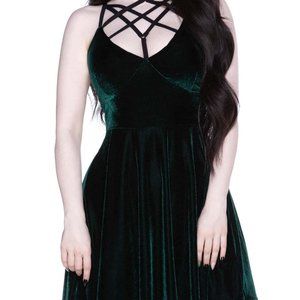Green Velvet Cutout Dress